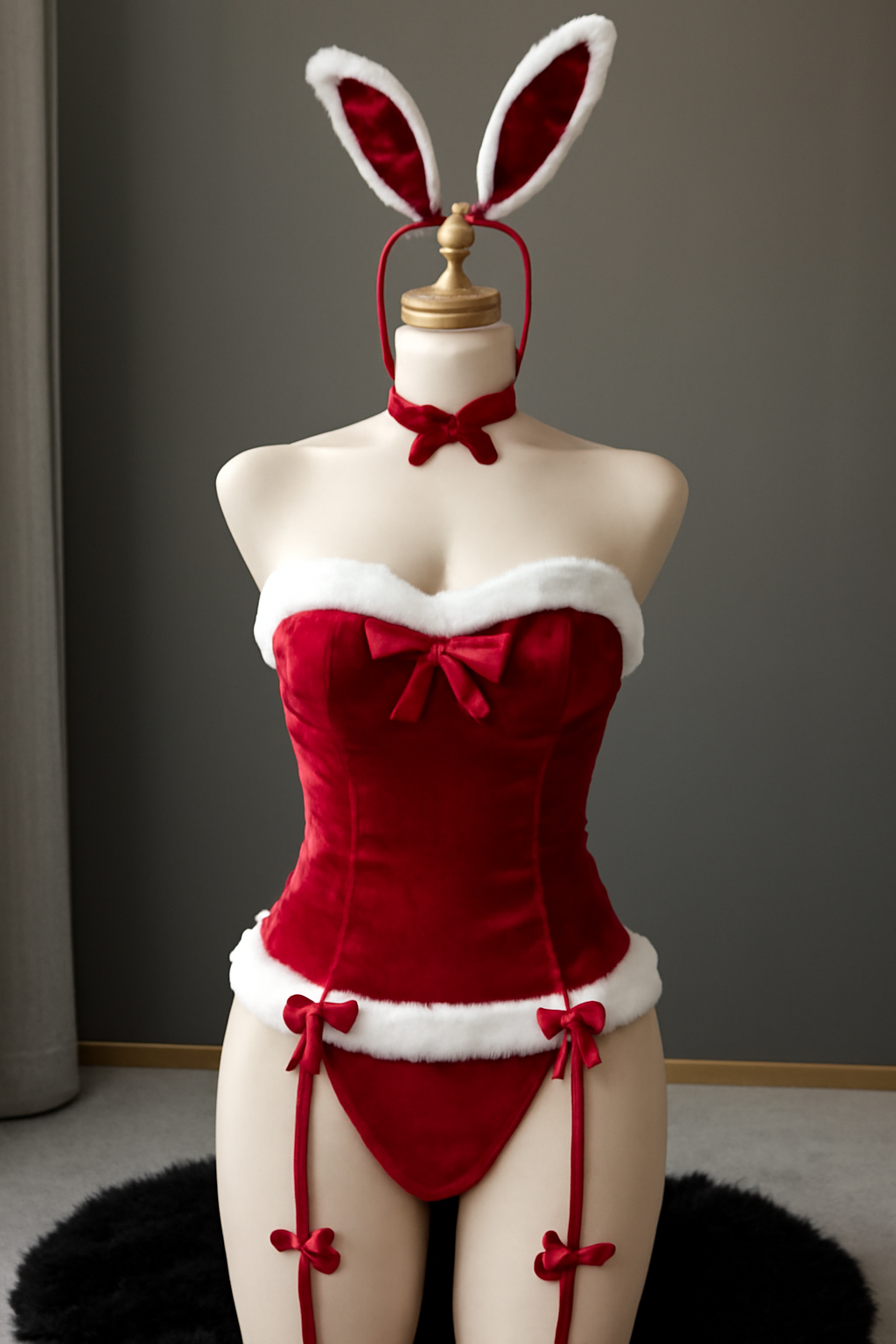 Red Velvet Bunny Outfit – Playful Corset with Bunny Ears | BodyTolk