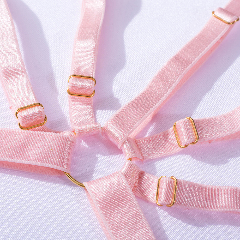 Sensual Hollow Bra Lingerie Set in Light Pink-10