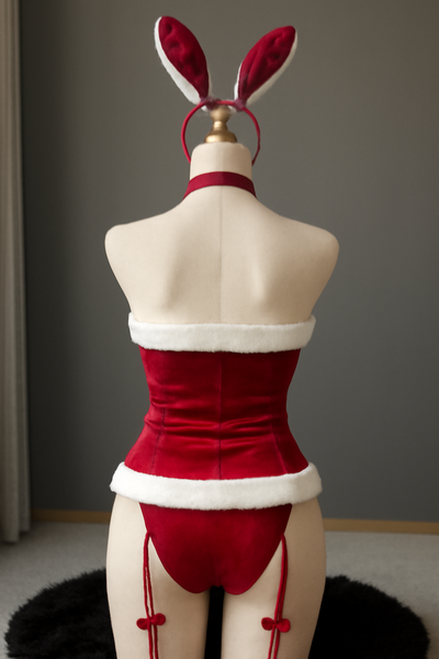 Red Velvet Bunny Outfit – Playful Corset with Bunny Ears | BodyTolk