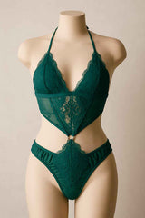 Lace-Trimmed Green Lingerie Set