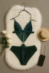 Lace-Trimmed Green Lingerie Set