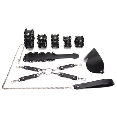 Black Wholesale Leather Locking Bondage Gear with Rhinestones