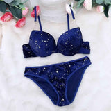 Midnight Velvet Starry Lingerie Set – Deep Blue - Bodytolk