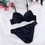 Midnight Velvet Starry Lingerie Set – Deep Blue - Bodytolk