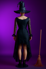 Witch’s Enchanted Lace Dress with Hat and Broom