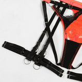 Contrasting Sheer Lace Trio with Ruffled Garters-12