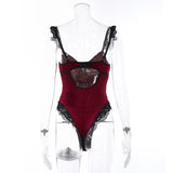 FireBrick Lace Sexy Jumpsuit-Back Show