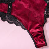 FireBrick Lace Sexy Jumpsuit-Panties View