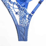 Halter Cutout Satin Panel Garter Belt Set-10