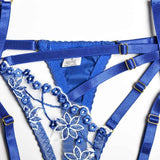 Halter Cutout Satin Panel Garter Belt Set-12