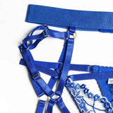 Halter Cutout Satin Panel Garter Belt Set-11