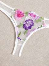Lace Mesh Embroidered Bra Set Panty Details