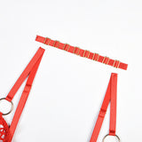 Red Mesh Cutout Bra & Panty Set with Open Crotch Harter Details