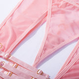 Sensual Hollow Bra Lingerie Set in Light Pink-12