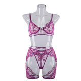 Sexy Transparent Three-Piece Underwear Set with Front Detachable Bra - Wholesale Lingerie Front Show