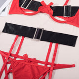 Stunning Christmas Cutout Bra Set with Bow and Wide Belt-11