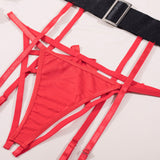 Stunning Christmas Cutout Bra Set with Bow and Wide Belt-12