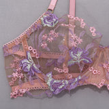 Stunning Sexy Bra and Panties Set with Purple Embroidery - B2B Lingerie Supplier-10