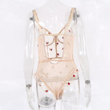 Transparent Embroidered Sexy Teddies For Women Back View