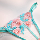 Wholesale Embroidered Bra and Panty Set with Pink Mesh Skirt-11