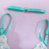 Wholesale Green Babydoll Lingerie with Sheer Floral Top-11