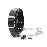 Wholesale Leather Bondage Collar with Nipple Clips-10