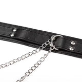 Wholesale Leather Bondage Collar with Nipple Clips Black Front Details