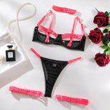 Wholesale Sexy Open Bra Set with Hot Panty Design in Contrasting Colors-20