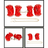 Wholesale Red Bondage Kit with Bow cuff details