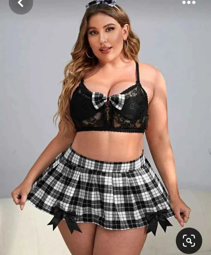 “Curvy Flirt” Roleplay Set – Lace & Plaid Edition | BodyTolk - Bodytolk